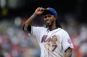NEW YORK, NY - SEPTEMBER 24: Jose Reyes #7 of the New York Mets acknowledges the crowd during the sixth inning of a game against the Philadelphia Phillies at Citi Field on September 24, 2011 in the Flushing neighborhood of the Queens borough of New York City. (Photo by Patrick McDermott/Getty Images)