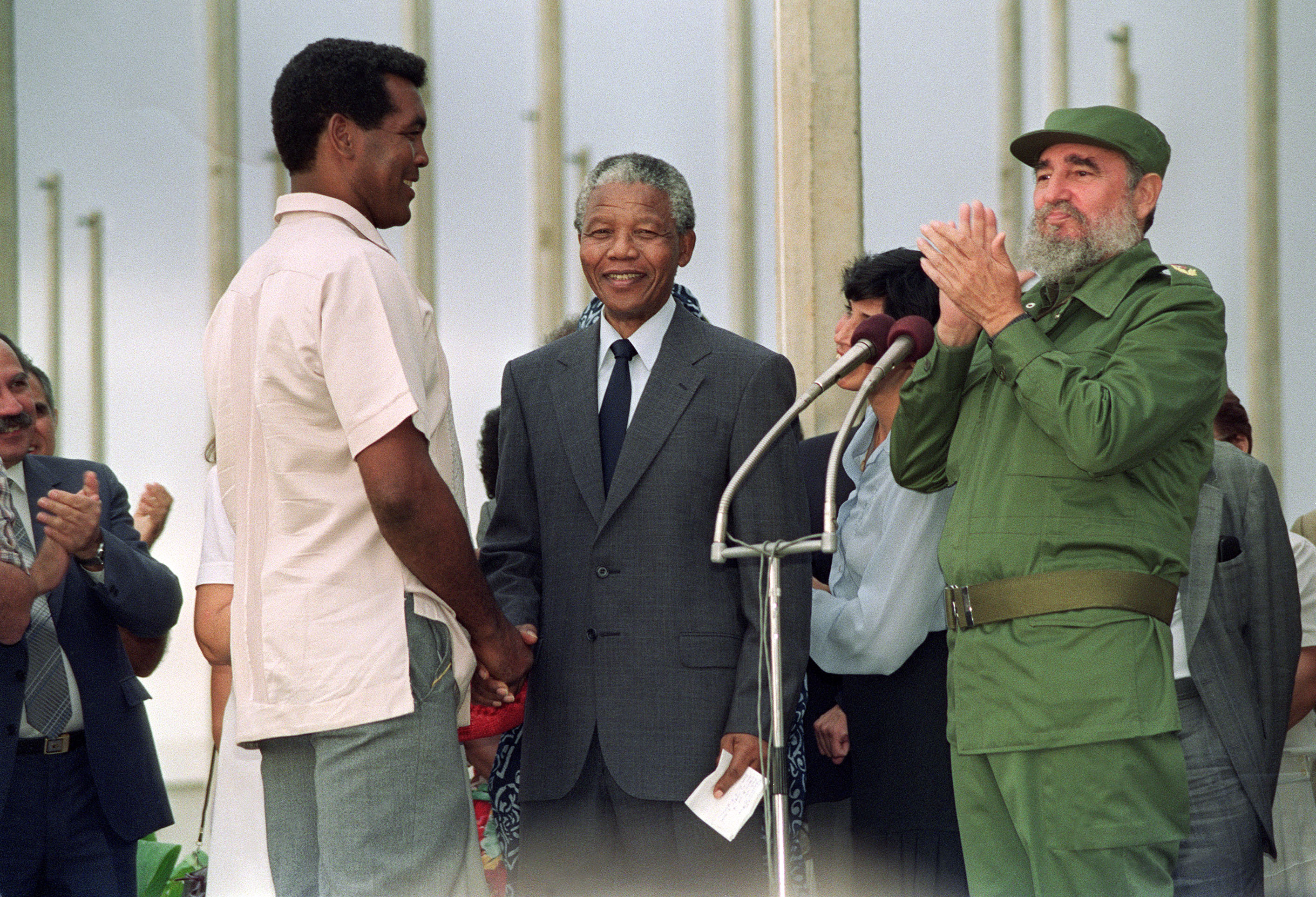 Stevenson con Mandela y Castro en 1991