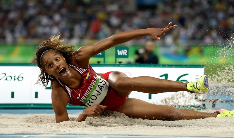 RIO DE JANEIRO, BRAZIL - AUGUST 14: Yulimar Rojas of Venezuela competes in the Women's Triple Jump final on Day 9 of the Rio 2016 Olympic Games at the Olympic Stadium on August 14, 2016 in Rio de Janeiro, Brazil. (Photo by Alexander Hassenstein/Getty Images)