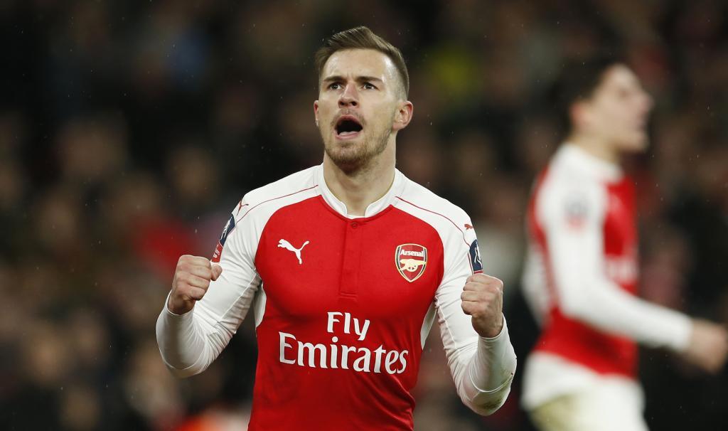 Football Soccer - Arsenal v Sunderland - FA Cup Third Round - Emirates Stadium - 9/1/16 Aaron Ramsey celebrates scoring the second goal for Arsenal Action Images via Reuters / John Sibley Livepic EDITORIAL USE ONLY. No use with unauthorized audio, video, data, fixture lists, club/league logos or "live" services. Online in-match use limited to 45 images, no video emulation. No use in betting, games or single club/league/player publications. Please contact your account representative for further details.