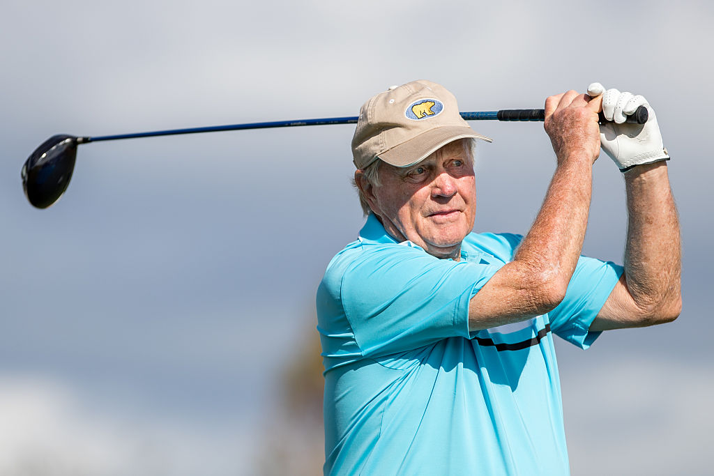 ORLANDO, FL - DECEMBER 10: Jack Nicklaus hits a tee shot on the 18th tee during the first round of the PNC Father/Son Challenge at The Ritz-Carlton Golf Club on December 10, 2016 in Orlando, Florida. (Photo by Manuela Davies/Getty Images)