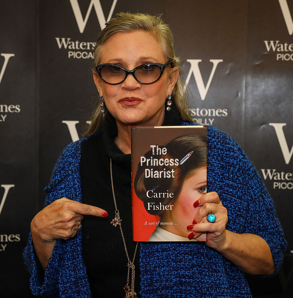 Carrie Fisher Signs Copies Of Her New Book "The Princess Diarist" At Waterstones Piccadilly
