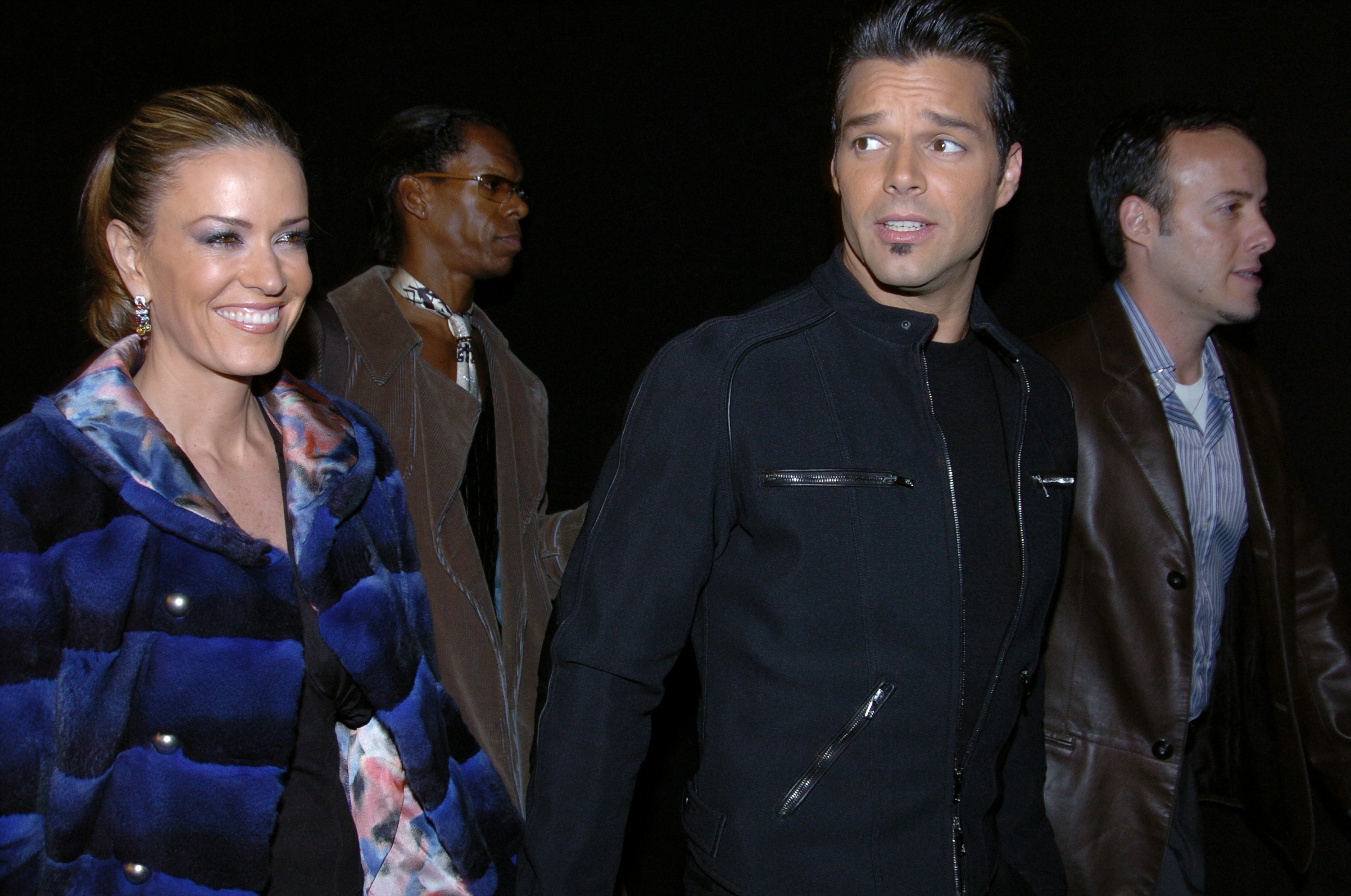 UNITED STATES - OCTOBER 26:  Ricky Martin and friend Rebecca de Alba arrive for designer Giorgio Armani's fashion show at Hudson River Pier 94.  (Photo by Richard Corkery/NY Daily News Archive via Getty Images)