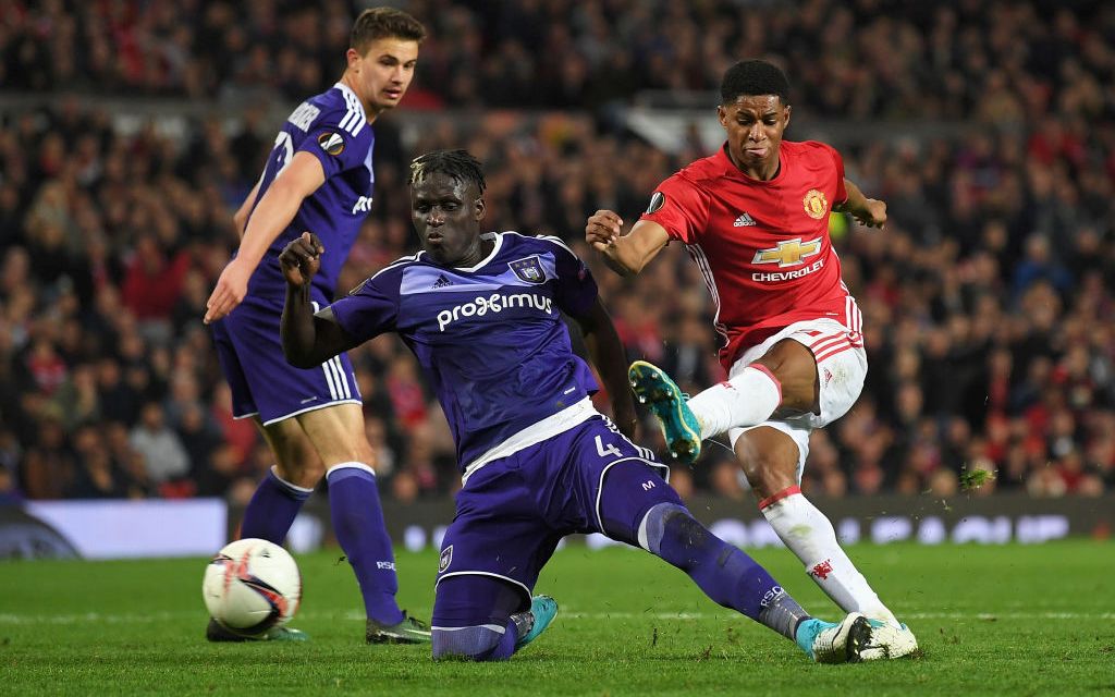 during the UEFA Europa League quarter final second leg match between Manchester United and RSC Anderlecht at Old Trafford on April 20, 2017 in Manchester, United Kingdom.